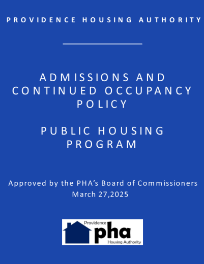 PHA's Admissions and Continued Occupancy Policy (ACOP) for Public Housing –  Updated as of March 27, 2025