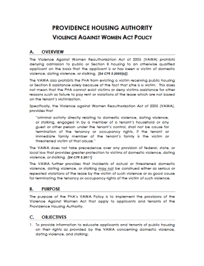 Violence Against Women Act Policy